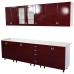 Bucatarie Zebra 260 cm din MDF Rosu Simplu cu blat termoizolant alb/bej